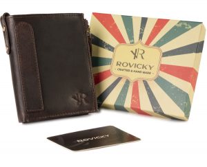Duży portfel w stylu retro z dwiema kieszeniami na monety - Rovicky