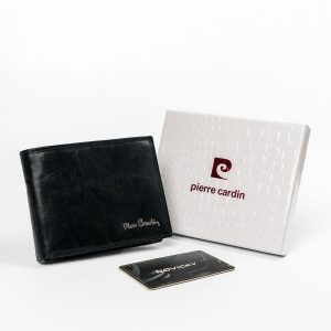 Poręczny, składany portfel męski ze skóry naturalnej, RFID - Pierre. Cardin