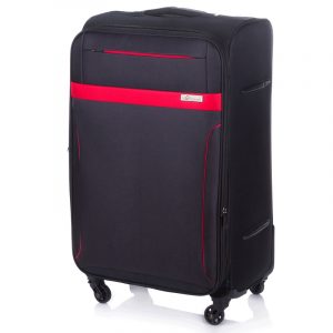 Duża walizka miękka. XL Solier. STL1316 czarno-czerwona
