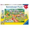 Puzzle 2 x 24 el. Dzień w zoo. Ravensburger