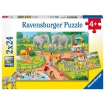Puzzle 2 x 24 el. Dzień w zoo. Ravensburger