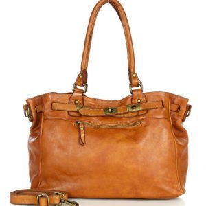 Legendarna torba skórzana aktówka biznesowa handmade bag - MARCO MAZZINI brąz camel
