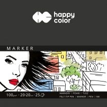 Happy. Color. Blok do markerów. ART, biały, 20x20cm, 100g, 25 arkuszy 100 g 25 kartek
