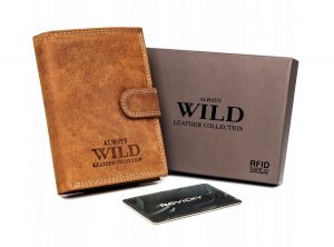 Męski portfel skórzany z zewnętrzną kieszonką do płatności - Always. Wild