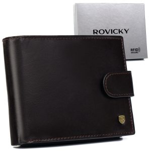 Skórzany portfel męski z kieszenią na dowód rejestracyjny - Rovicky