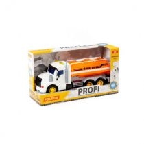 Polesie 89809 "Profi" samochód - beczkowóz inercyjny pomarańczowy ze światłem i dźwiękiem, w pudełku