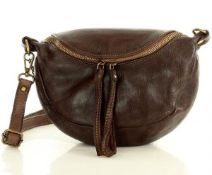 Torebka damska listonoszka nerka ze skóry naturalnej handmade crossbody leather bag - MARCO MAZZINI brązowa caffe