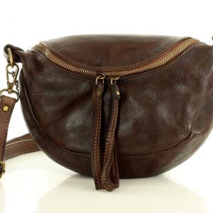Torebka damska listonoszka nerka ze skóry naturalnej handmade crossbody leather bag - MARCO MAZZINI brązowa caffe