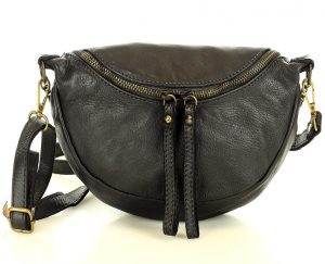 Torebka damska listonoszka nerka ze skóry naturalnej handmade crossbody leather bag - MARCO MAZZINI czarny