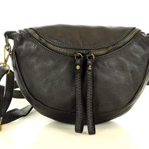 Torebka damska listonoszka nerka ze skóry naturalnej handmade crossbody leather bag - MARCO MAZZINI czarny