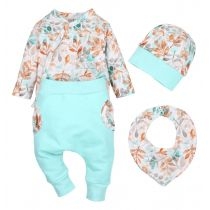 Nini. Komplet niemowlęcy: body, spodnie, czapka, apaszka 0-3 miesiące, rozmiar 56