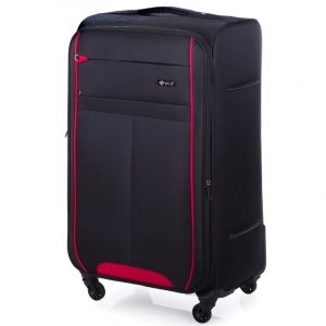 Duża walizka miękka. L Solier. STL1311 czarno-czerwona