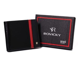 Skórzany portfel męski na karty z ochroną RFID Protect — Rovicky