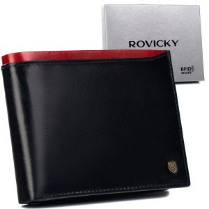 Klasyczny skórzany portfel z systemem. RFID Protect - Rovicky