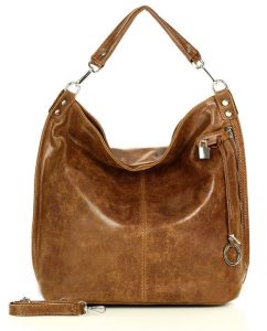 Torebka skórzana ponadczasowy design worek na ramię XL hobo leather bag - MARCO MAZZINI brąz