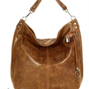 Torebka skórzana ponadczasowy design worek na ramię XL hobo leather bag - MARCO MAZZINI brąz