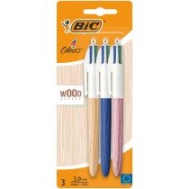 BIC 4 Colour. Ballpoint. Pens. Wood. Effect 511448