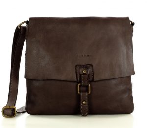 Torebka skórzana listonoszka stylowy minimalizm ala messenger leather bag - MARCO MAZZINI brąz caffe