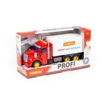 Polesie 93455 "Profi", samochód-ciężarówka inercyjny (ze światłem i dźwiękiem) (czerwono-biały) (w pudełku)