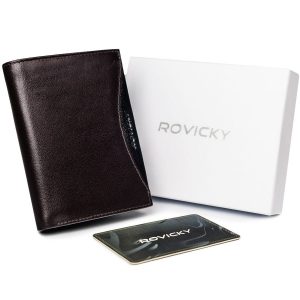 Duży, oryginalny portfel męski z naturalnej skóry licowej, RFID - Rovicky