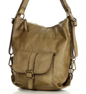 Torba skórzana dla wymagających z opcją plecak old school leather bag - MARCO MAZZINI beż taupe
