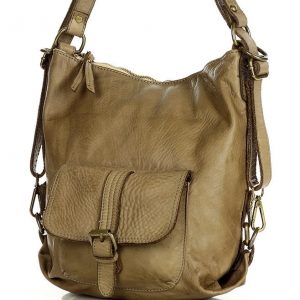 Torba skórzana dla wymagających z opcją plecak old school leather bag - MARCO MAZZINI beż taupe