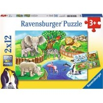 Puzzle 2 x 12 el. Zwięta w zoo. Ravensburger