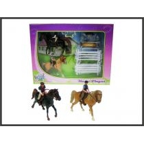 Konie z jeźdźcami i akcesoriami w pudełku