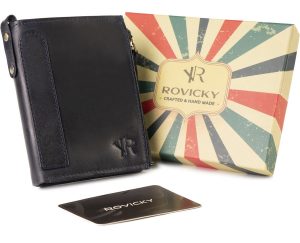 Duży portfel w stylu retro z dwiema kieszeniami na monety - Rovicky