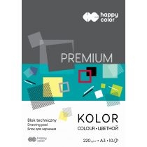 Blok techniczny kolorowy. A3 Premium. Happy. Color 220g 10 szt.