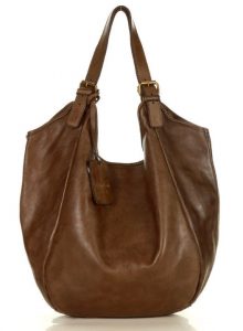 Torebka skórzana damska classic handmade shopping bag - MARCO MAZZINI czekoladowy brąz