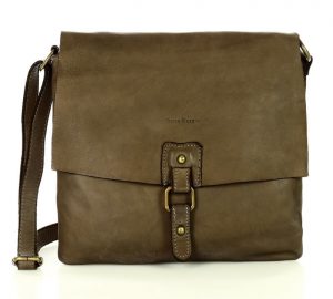 Torebka skórzana listonoszka stylowy minimalizm ala messenger leather bag - MARCO MAZZINI ciemny beż khaki