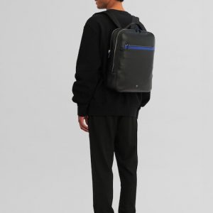 DUDU Plecak na laptopa dla mężczyzn z prawdziwej skóry, elegancka torba na urządzenie, notebook 16 cali do pracy do podróży, duża pojemność z paskiem do wózka
