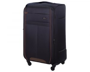 Duża walizka miękka. XL Solier. STL1311 czarno-brązowa