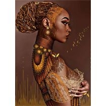 Diamentowa mozaika kobieta czarnoskóra w koku. NO-1007442