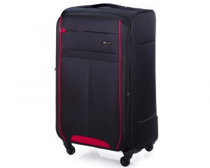 Duża walizka miękka. XL Solier. STL1311 czarno-czerwona