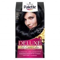 Palette. Deluxe. Oil-Care. Color farba do włosów trwale koloryzująca z mikroolejkami 909 (1-1) Granatowa. Czerń