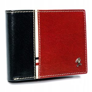Poziomy portfel męski dwukolorowy, skóra naturalna. RFID - Rovicky