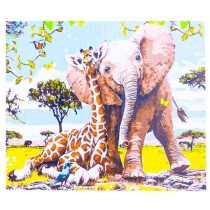Norimpex. Malowanie po numerach. Słoń z żyrafą 40 x 50 cm