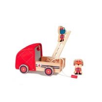 Drewniany wóz strażacki z rozwijanym wężem, drabiną i dzwonkiem. Nosorożec. Marius 2+ Lilliputiens