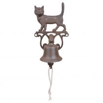 Esschert. Design Żeliwny dzwonek do drzwi kot. Brązowy