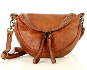 Torebka damska listonoszka nerka ze skóry naturalnej handmade crossbody leather bag - MARCO MAZZINI camel