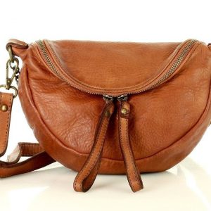 Torebka damska listonoszka nerka ze skóry naturalnej handmade crossbody leather bag - MARCO MAZZINI camel