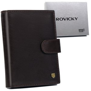 Skórzany portfel męski na karty z systemem. RFID Protect - Rovicky