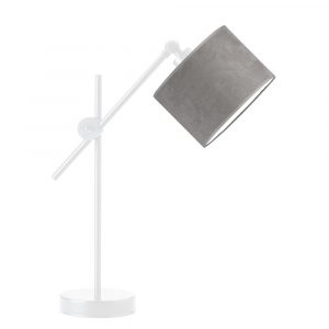 Lampka biurkowa, regulowana, Mali velur, 20x50 cm, szary klosz
