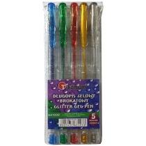 Titanum. Długopisy żelowe brokatowe 5 kolorów