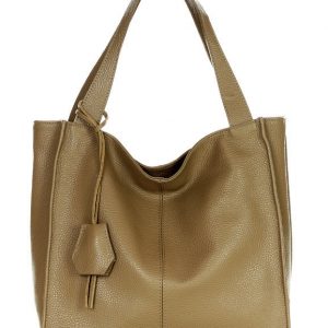 Modna torebka damska skórzany shopper bag - MARCO MAZZINI Portofino. Max beżowy taupe