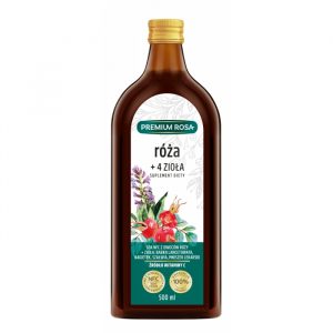 Premium. Rosa − Sok z owoców dzikiej róży + 4 zioła − 500 ml