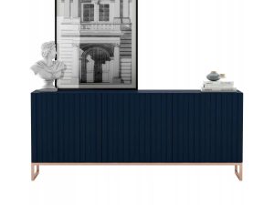 Komoda. RTV, szafka stojąca, glamour, Elpis, 168x37x72 cm, granatowy, mat