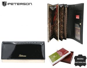 Duży, skórzany portfel damski na zatrzask - Peterson